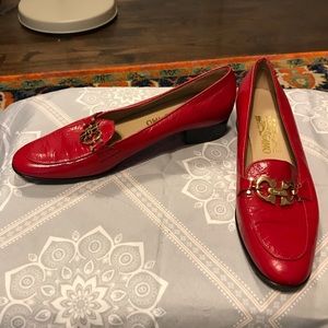 Red Ferragamo loafers